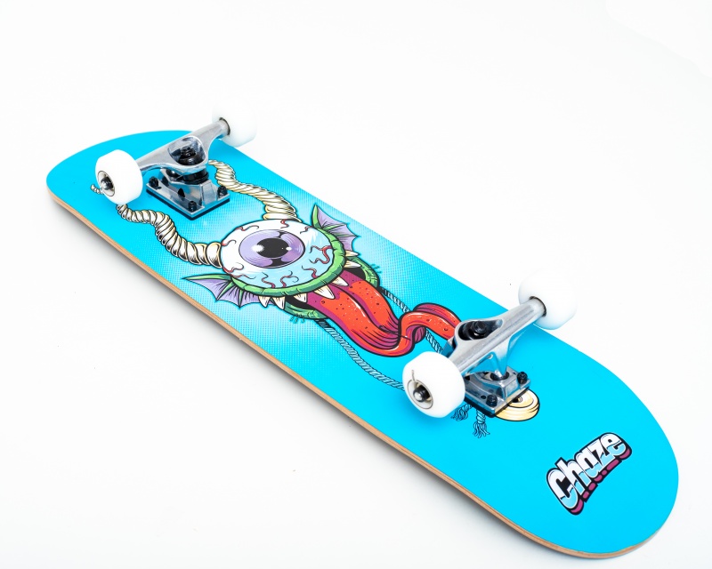 Skate Montado Chaze Iniciante Srie Monster Azul Claro